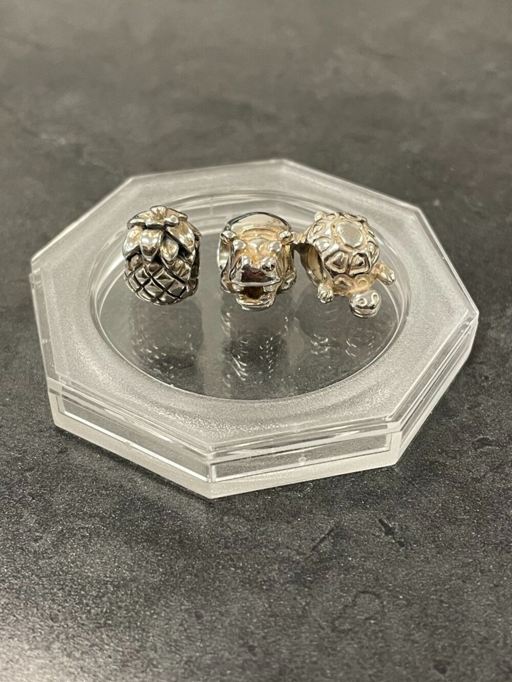 Pandora Pineapple, Hippo & Turtle Sterling Silver Charms